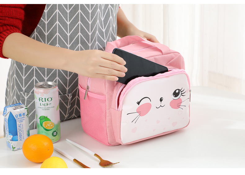 In Stock Wholesale Cute Pet Lunch Bag Portable Insulated Lunch Box Bag Cartoon Student with Rice Lunch Bag Ice Pack Customizable