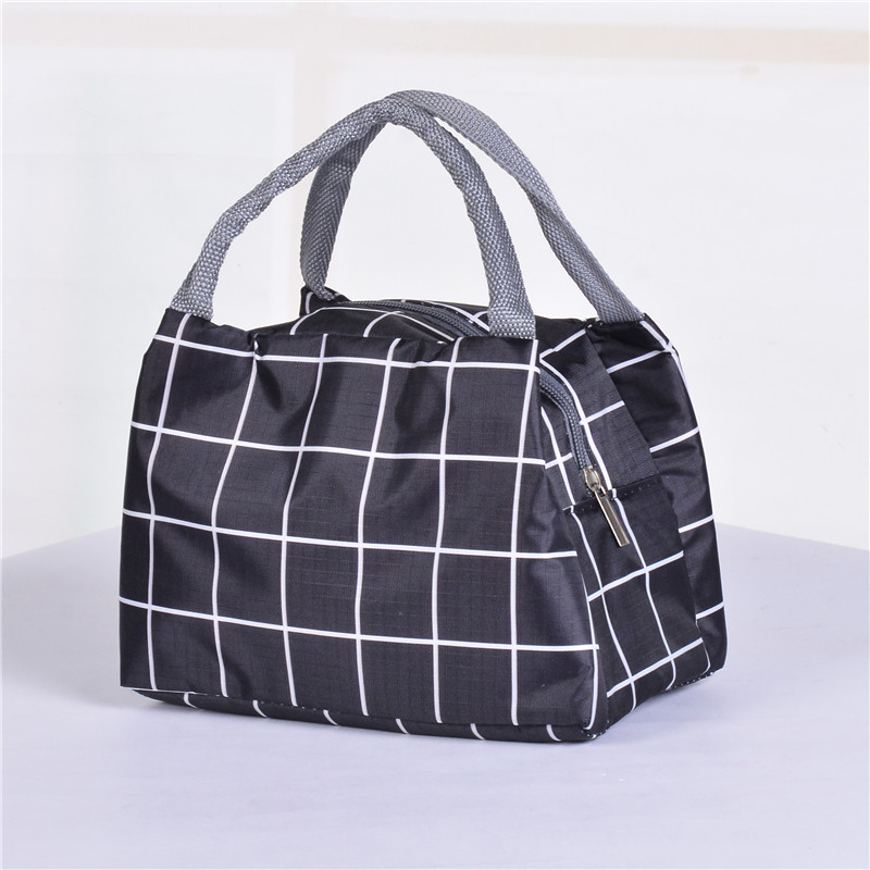 Factory Direct Sales Plaid Zipper Insulated Bag Portable Lunch Bag Waterproof Insulated Lunch Box Bag Ice Pack Hand Carry Heat Preservation Bag
