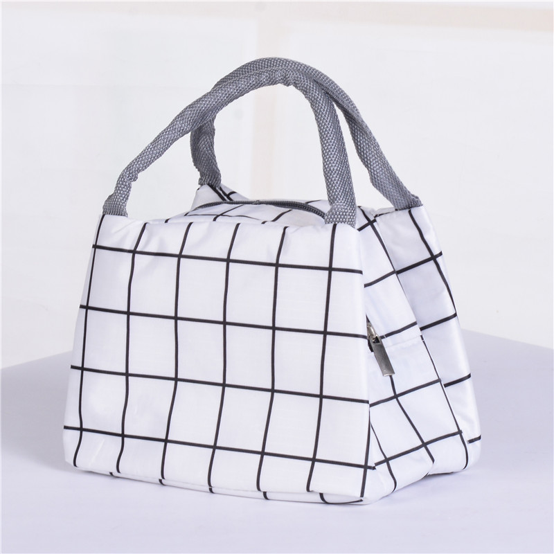Factory Direct Sales Plaid Zipper Insulated Bag Portable Lunch Bag Waterproof Insulated Lunch Box Bag Ice Pack Hand Carry Heat Preservation Bag