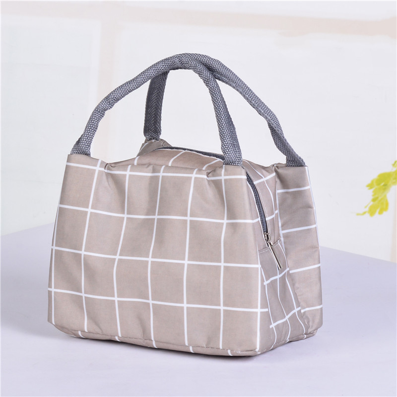 Factory Direct Sales Plaid Zipper Insulated Bag Portable Lunch Bag Waterproof Insulated Lunch Box Bag Ice Pack Hand Carry Heat Preservation Bag