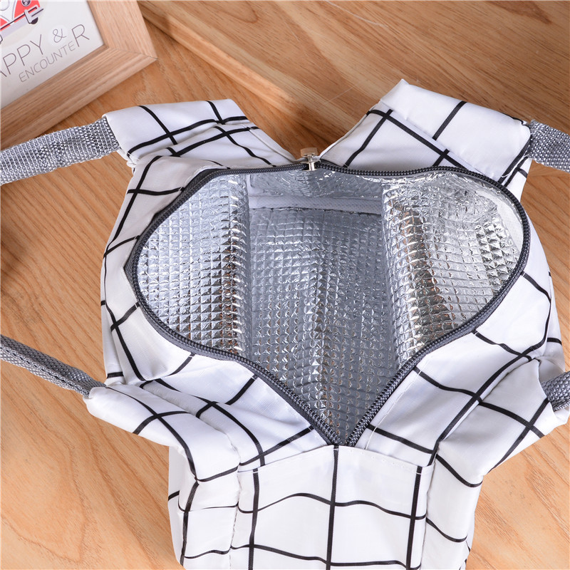 Factory Direct Sales Plaid Zipper Insulated Bag Portable Lunch Bag Waterproof Insulated Lunch Box Bag Ice Pack Hand Carry Heat Preservation Bag