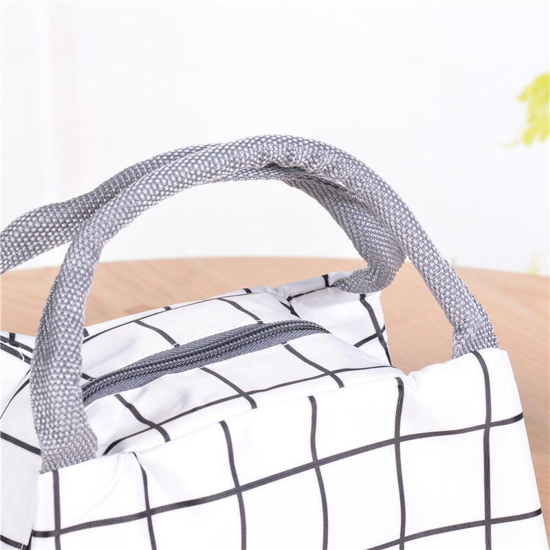 Factory Direct Sales Plaid Zipper Insulated Bag Portable Lunch Bag Waterproof Insulated Lunch Box Bag Ice Pack Hand Carry Heat Preservation Bag