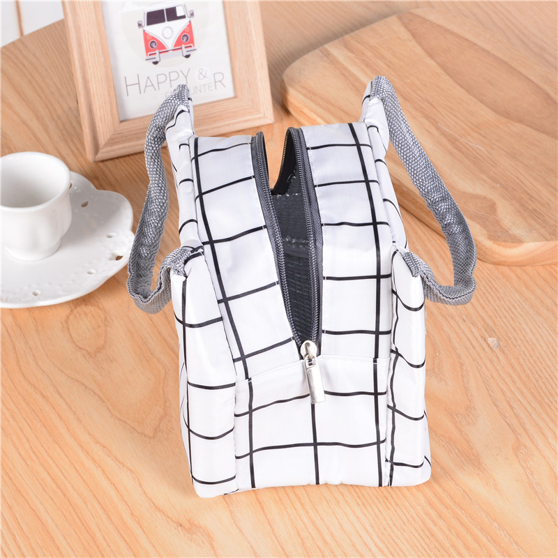 Factory Direct Sales Plaid Zipper Insulated Bag Portable Lunch Bag Waterproof Insulated Lunch Box Bag Ice Pack Hand Carry Heat Preservation Bag