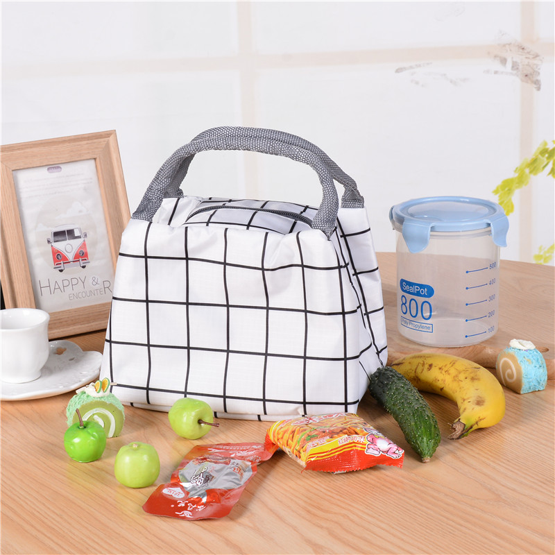 Factory Direct Sales Plaid Zipper Insulated Bag Portable Lunch Bag Waterproof Insulated Lunch Box Bag Ice Pack Hand Carry Heat Preservation Bag