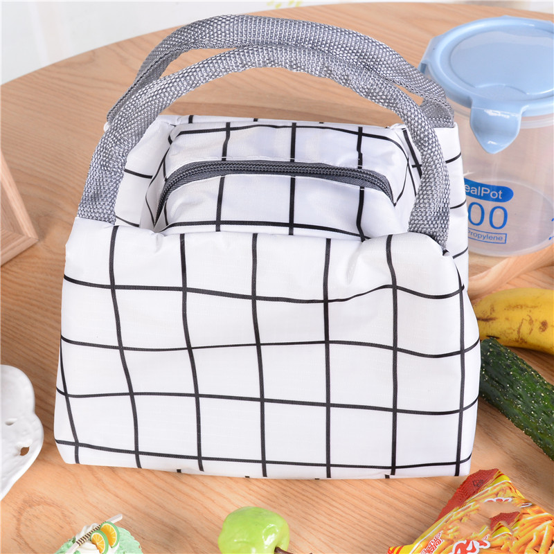 Factory Direct Sales Plaid Zipper Insulated Bag Portable Lunch Bag Waterproof Insulated Lunch Box Bag Ice Pack Hand Carry Heat Preservation Bag