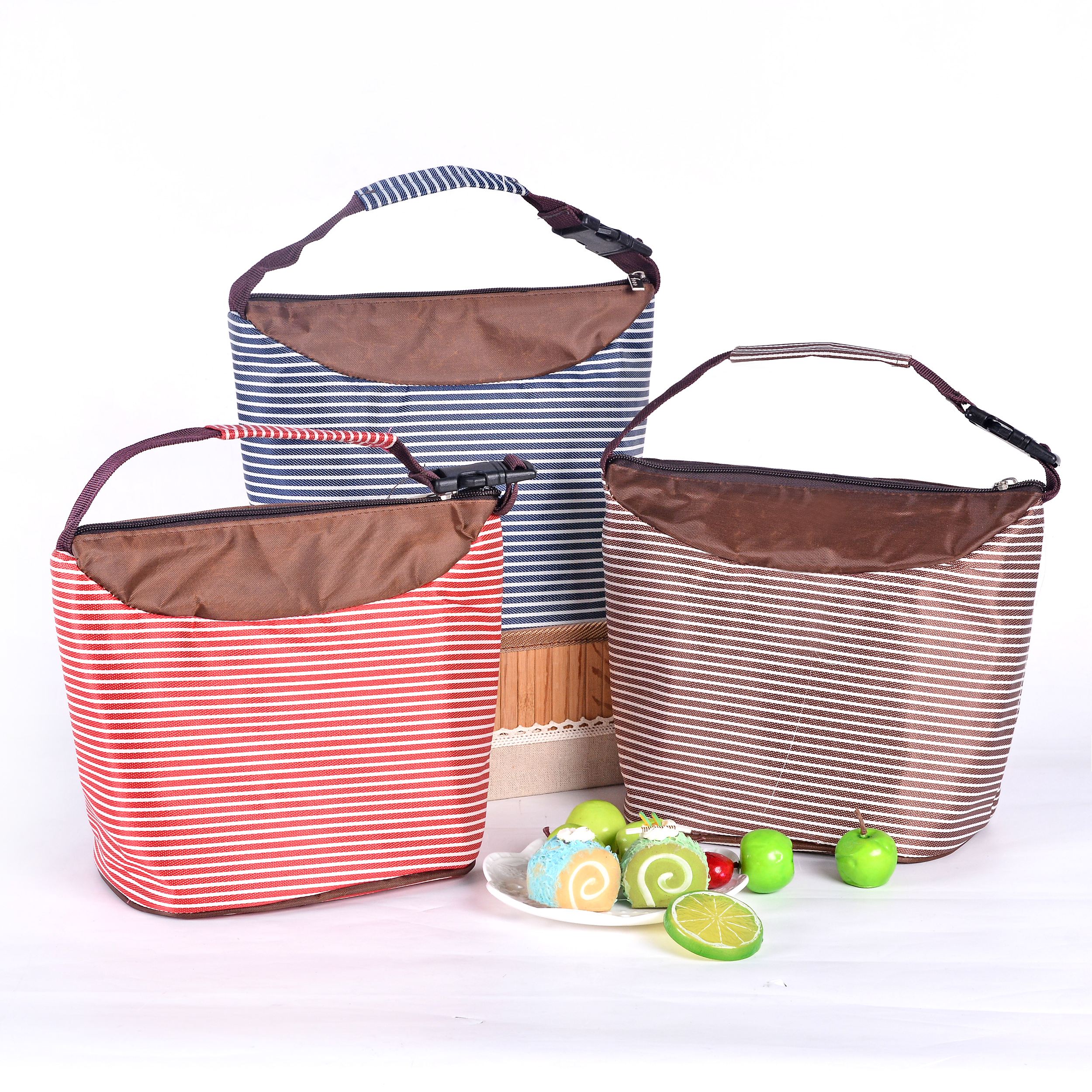 Fashionable stripe heat preservation bag lunch bag ice package insulate bag