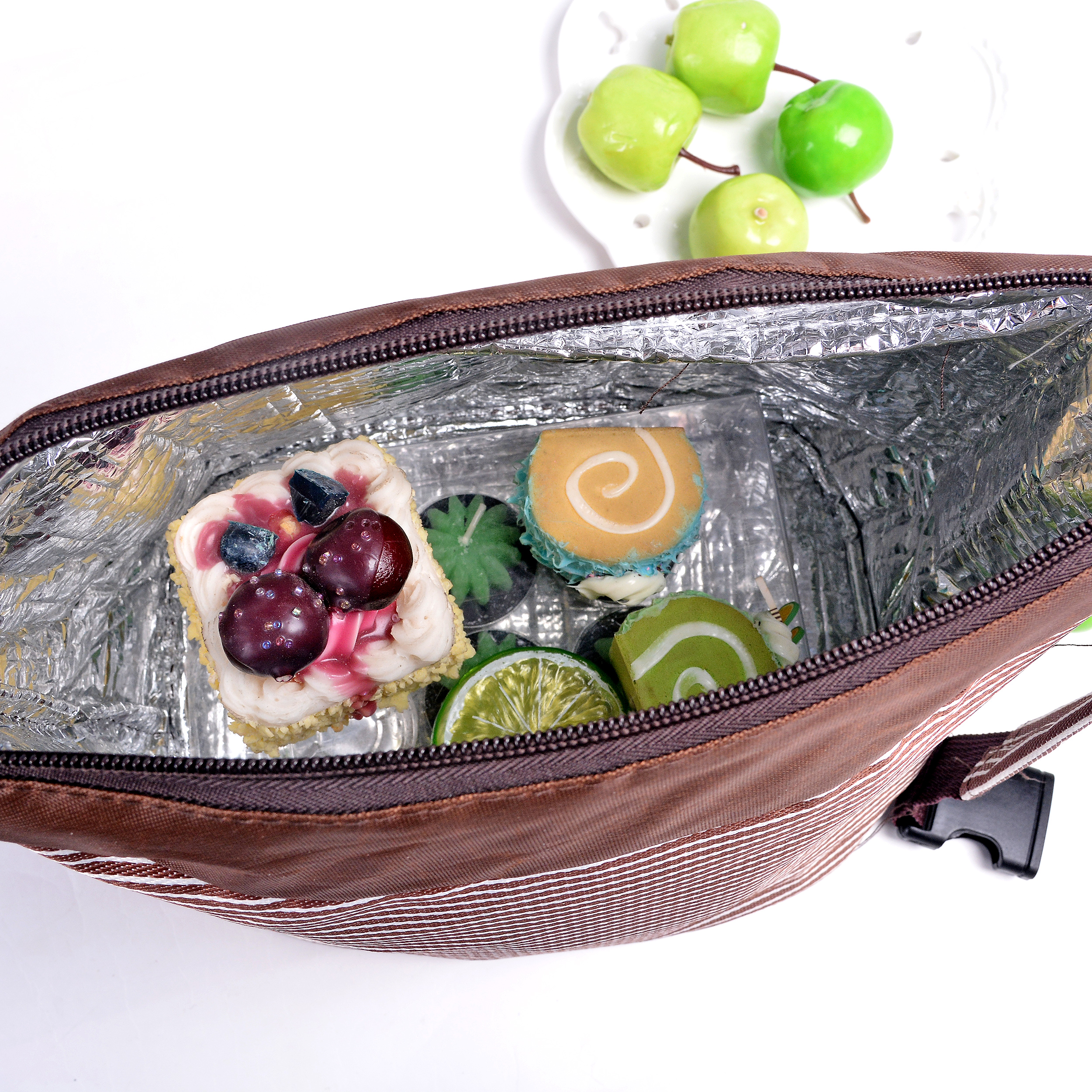 Fashionable stripe heat preservation bag lunch bag ice package insulate bag