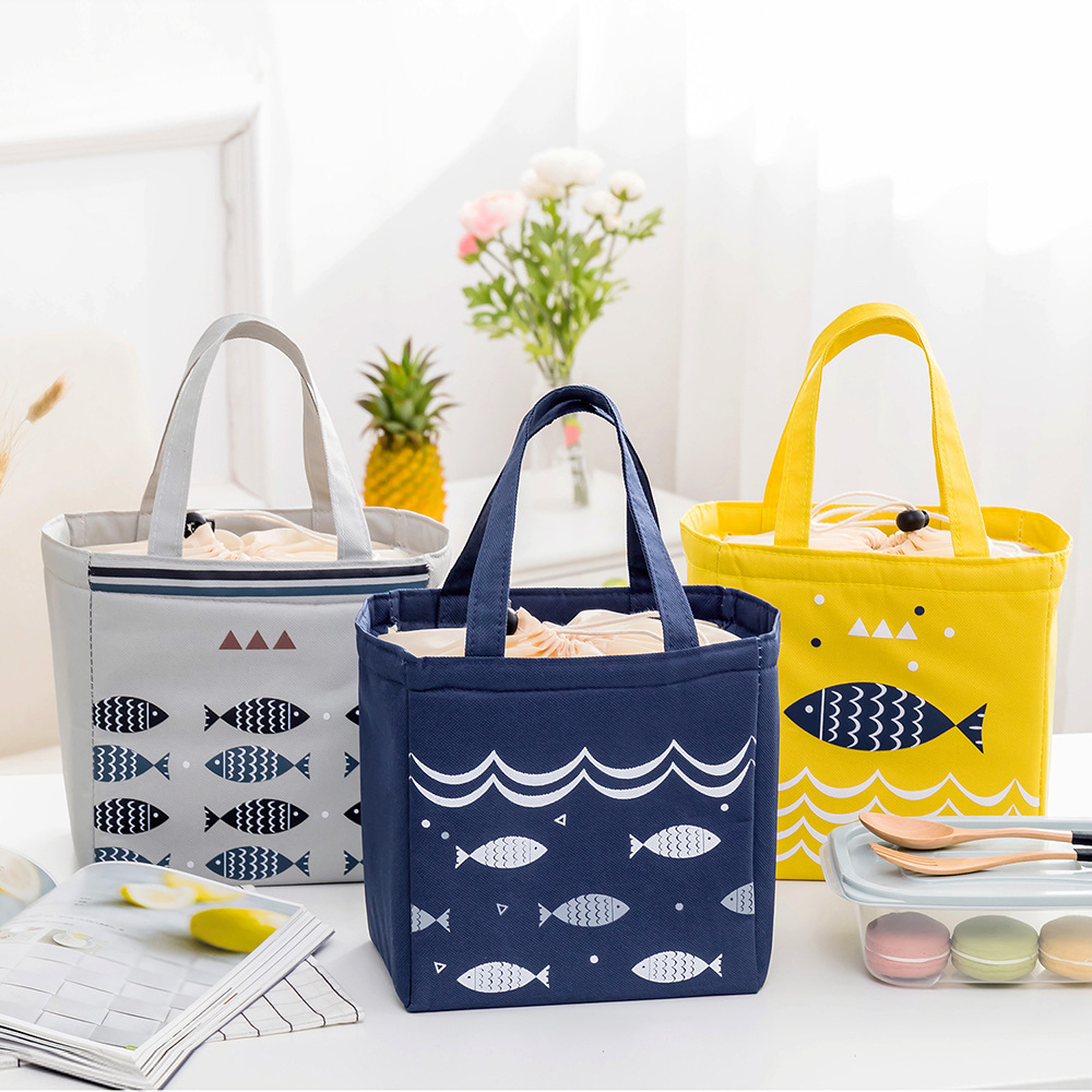 Liancheng Portable Drawstring Pull String Lunch Box Bag Outdoor Aluminum Foil Cold Preservation Lunch Bag Thick Insulation Bag Wholesale
