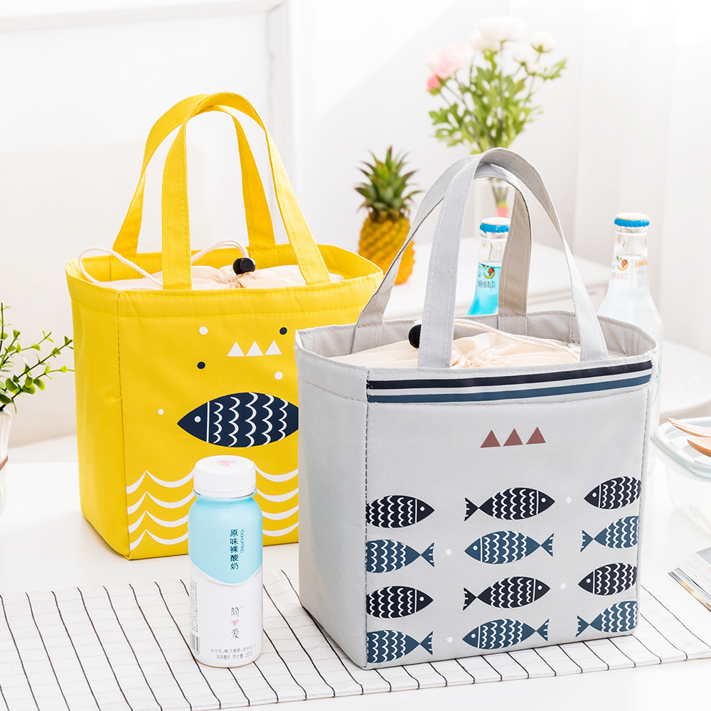 Liancheng Portable Drawstring Pull String Lunch Box Bag Outdoor Aluminum Foil Cold Preservation Lunch Bag Thick Insulation Bag Wholesale