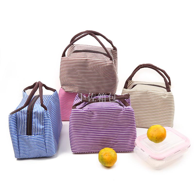 Fashionable stripe insulated bag portable lunch bag Oxford cloth lunch bag ice bag 