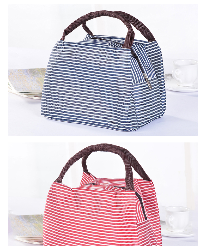 Fashionable stripe insulated bag portable lunch bag Oxford cloth lunch bag ice bag Fashionable stripe insulated bag portable lunch bag Oxford cloth lunch bag ice bag