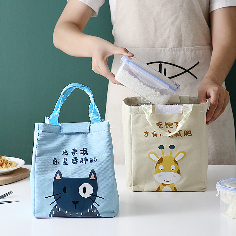 Collection Original Cartoon Oxford Cloth Lunch Bag Portable Student Lunch Box Bag Insulated Bag Waterproof Belt Lunch Bag Office Worker