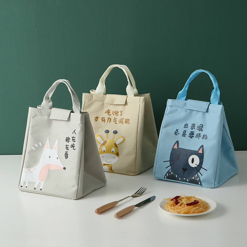 Collection Original Cartoon Oxford Cloth Lunch Bag Portable Student Lunch Box Bag Insulated Bag Waterproof Belt Lunch Bag Office Worker