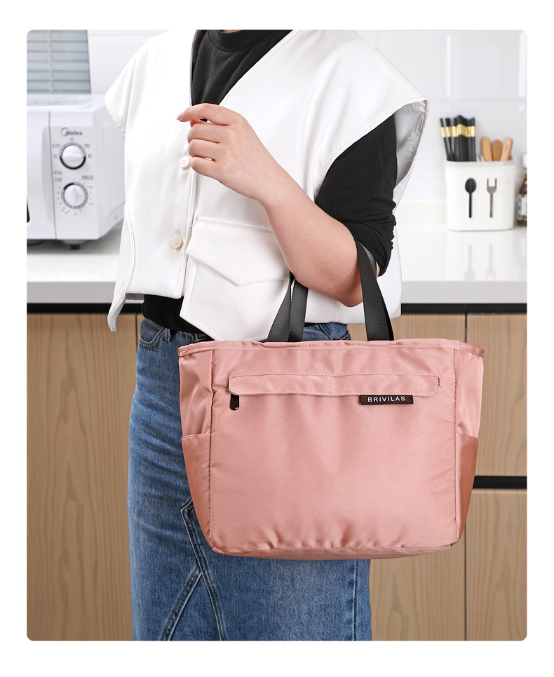 Portable Insulated Bag Solid Color Outdoor Portable Lunch Box Bag Thickened Lunch Thermal Bag Lunch Bag with Rice Handbag