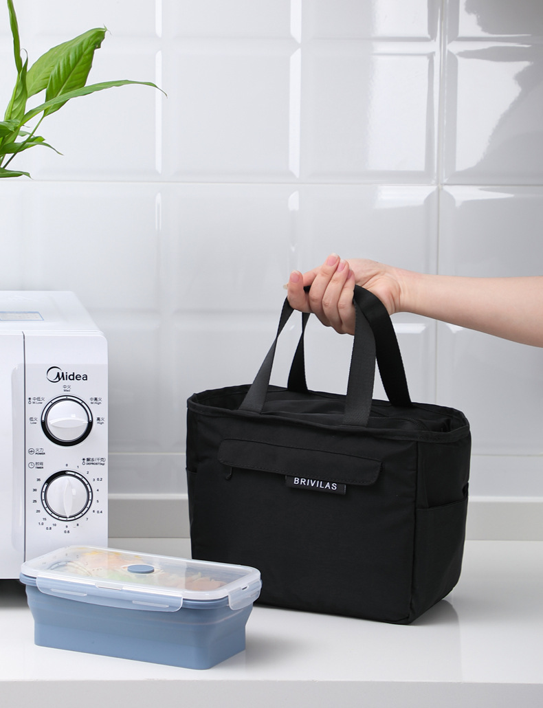 Portable Insulated Bag Solid Color Outdoor Portable Lunch Box Bag Thickened Lunch Thermal Bag Lunch Bag with Rice Handbag