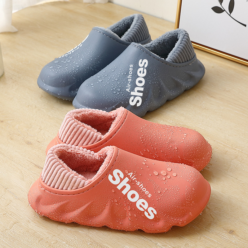 Autumn and Winter Cotton Slippers Large Size Household Eva Non-Slip Water-Proof Bag Heel Insulated Cotton-Padded Shoes Winter Bridled Outer Wear Winter