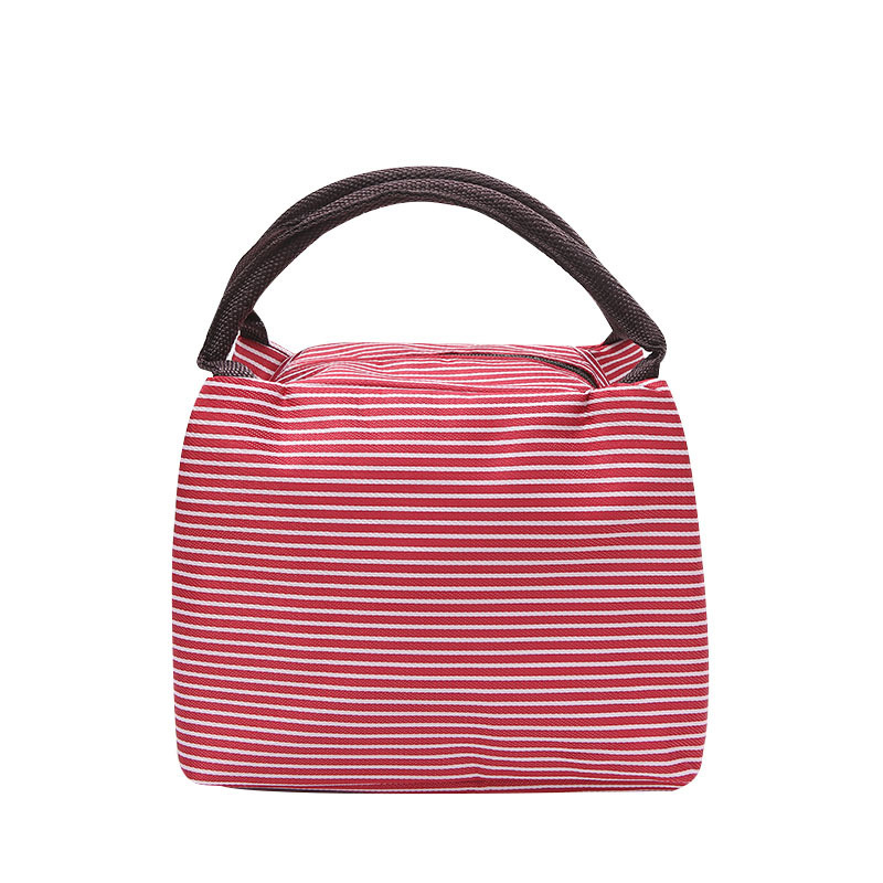 Simple Striped Insulated Lunch Box Bag Striped Oxford Cloth Large Capacity Picnic Bag Portable Lunch Bag Lunch Bag