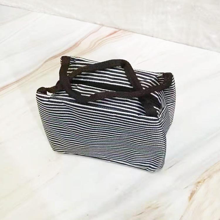 Simple Striped Insulated Lunch Box Bag Striped Oxford Cloth Large Capacity Picnic Bag Portable Lunch Bag Lunch Bag