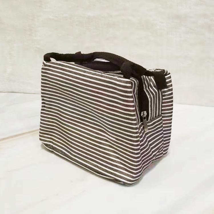 Simple Striped Insulated Lunch Box Bag Striped Oxford Cloth Large Capacity Picnic Bag Portable Lunch Bag Lunch Bag