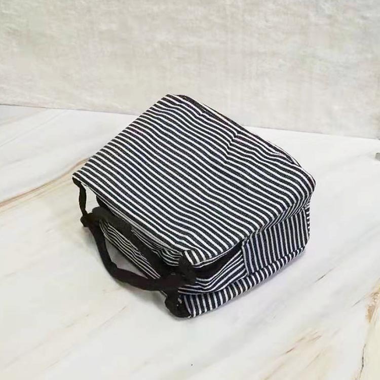 Simple Striped Insulated Lunch Box Bag Striped Oxford Cloth Large Capacity Picnic Bag Portable Lunch Bag Lunch Bag