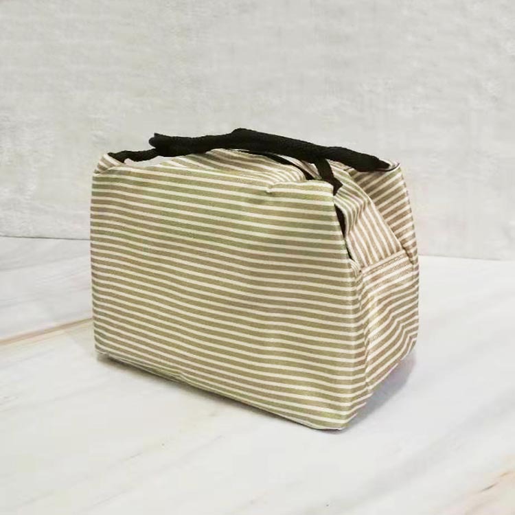 Simple Striped Insulated Lunch Box Bag Striped Oxford Cloth Large Capacity Picnic Bag Portable Lunch Bag Lunch Bag