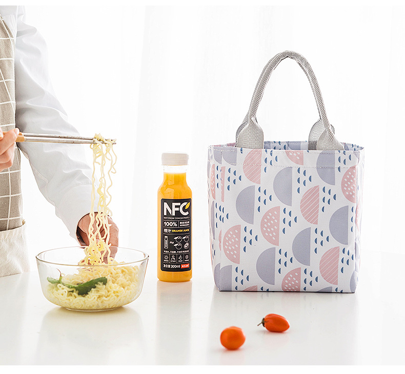 New Waterproof Thickening Print Square Drawstring Lunch Bag Factory Direct Sales Portable Insulated Bag