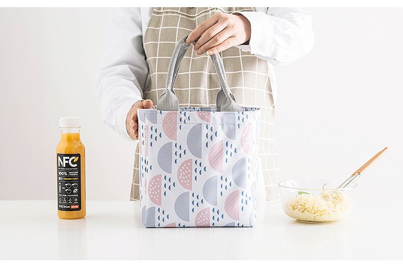 New Waterproof Thickening Print Square Drawstring Lunch Bag Factory Direct Sales Portable Insulated Bag