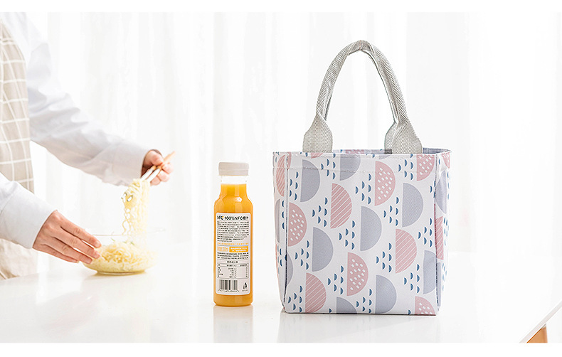 New Waterproof Thickening Print Square Drawstring Lunch Bag Factory Direct Sales Portable Insulated Bag