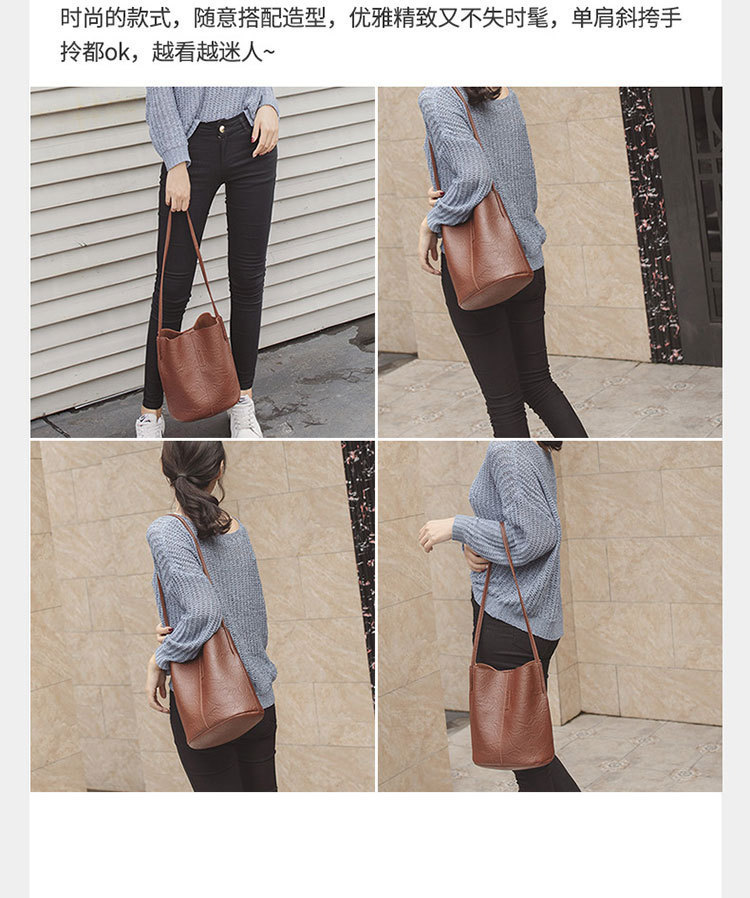 New Bucket Bag Pleated Messenger Bag Shopping Pu Women's Bag 2020 Korean Style Bag Women's Shoulder Bag