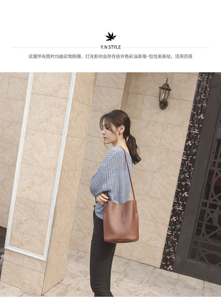 New Bucket Bag Pleated Messenger Bag Shopping Pu Women's Bag 2020 Korean Style Bag Women's Shoulder Bag