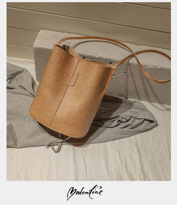 New Bucket Bag Pleated Messenger Bag Shopping Pu Women's Bag 2020 Korean Style Bag Women's Shoulder Bag