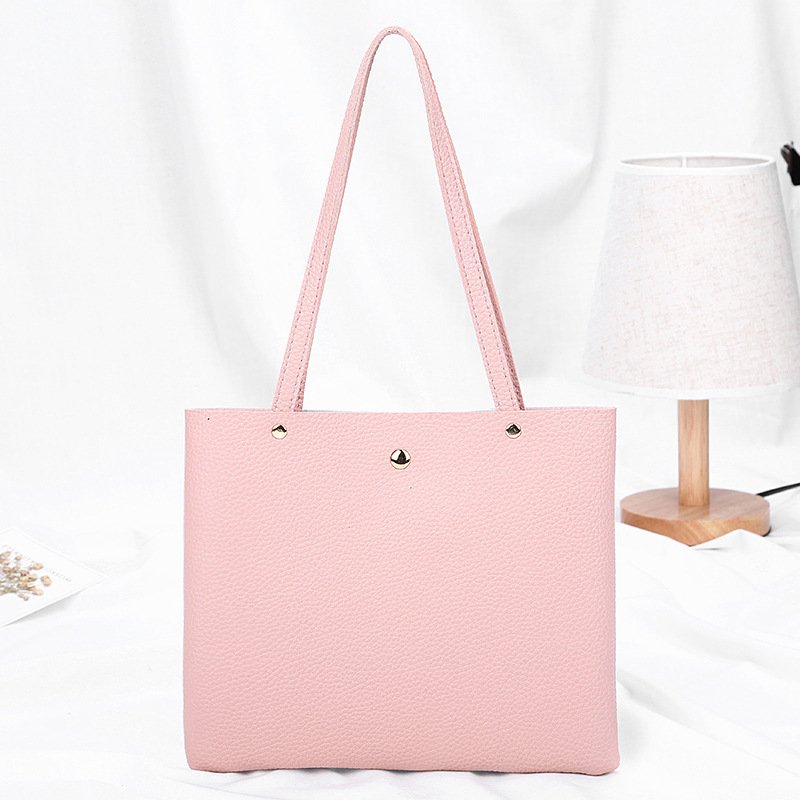 Women&#039;s Bag 2021 New Lychee Pattern Contrast Color Handbag Bucket Bag Fashion Casual Simple Shopping Bag Gift Bag