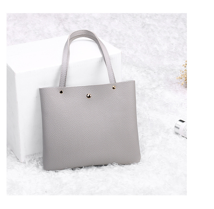 Women's Bag 2021 New Lychee Pattern Contrast Color Handbag Bucket Bag Fashion Casual Simple Shopping Bag Gift Bag