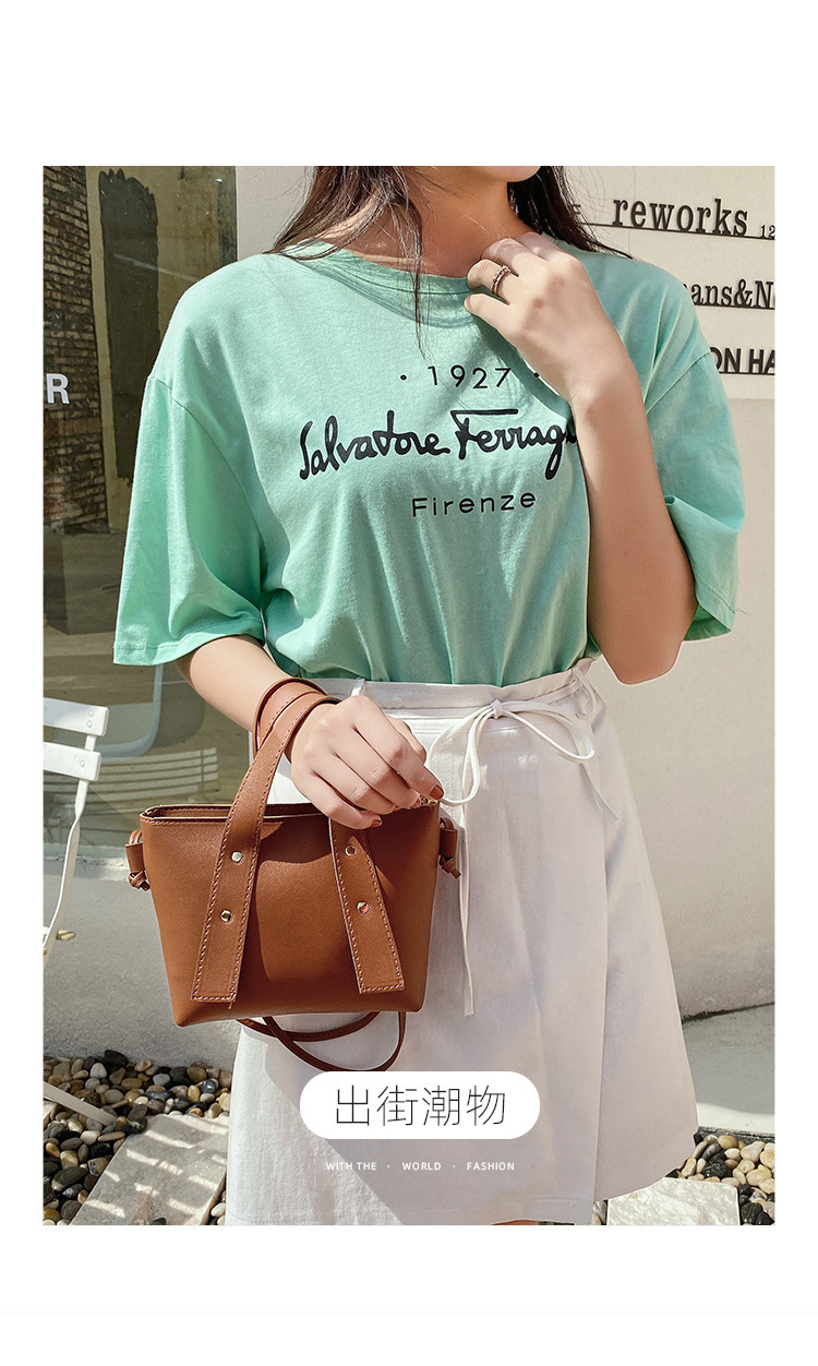 Handbags 2020 Summer Autumn New Style Korean Style Rivet Solid Color Portable Pu Bucket Bag Shoulder Crossbody Small Bag Handbags 2020 Summer Autumn New Style Korean Style Rivet Solid Color Portable Pu Bucket Bag Shoulder Crossbody Small Bag