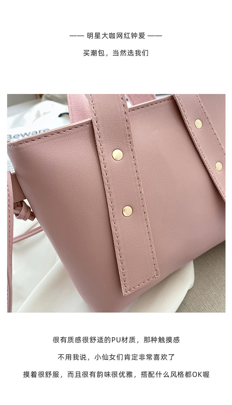 Handbags 2020 Summer Autumn New Style Korean Style Rivet Solid Color Portable Pu Bucket Bag Shoulder Crossbody Small Bag Handbags 2020 Summer Autumn New Style Korean Style Rivet Solid Color Portable Pu Bucket Bag Shoulder Crossbody Small Bag