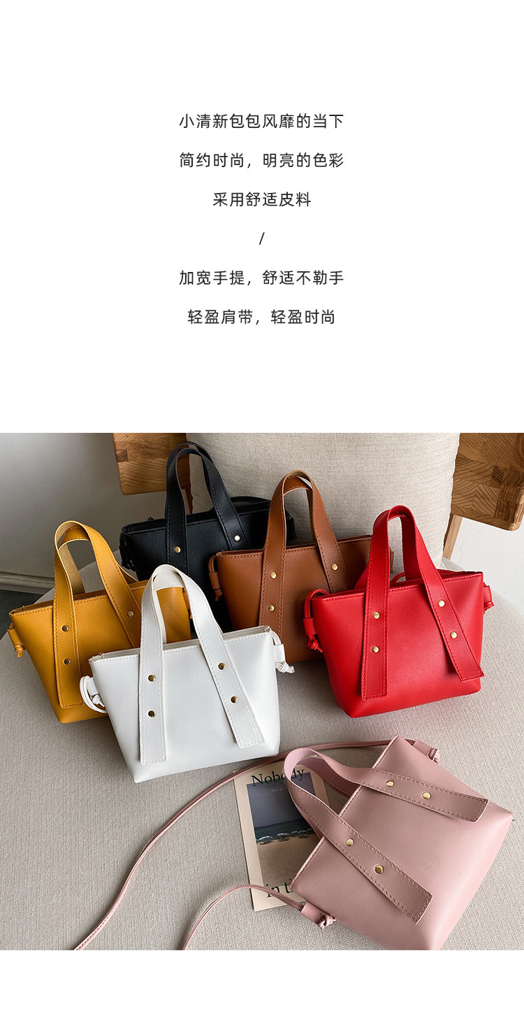 Handbags 2020 Summer Autumn New Style Korean Style Rivet Solid Color Portable Pu Bucket Bag Shoulder Crossbody Small Bag Handbags 2020 Summer Autumn New Style Korean Style Rivet Solid Color Portable Pu Bucket Bag Shoulder Crossbody Small Bag