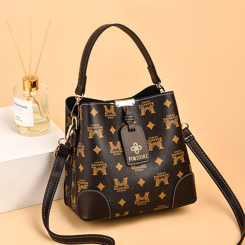 Live bucket bag female 2021 autumn fashion leopard handbag large capacity Korean version One Shoulder Messenger Bag tide