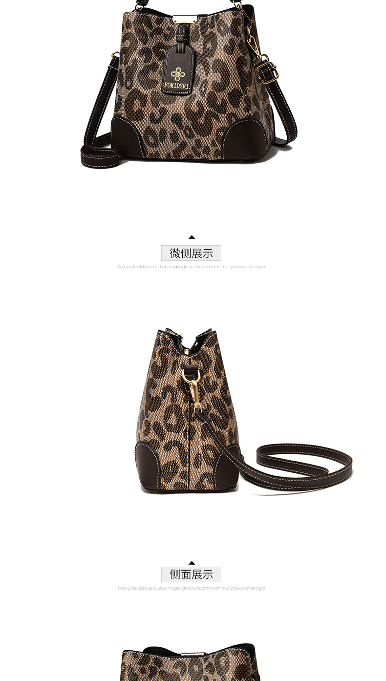 Live bucket bag female 2021 autumn fashion leopard handbag large capacity Korean version One Shoulder Messenger Bag tide