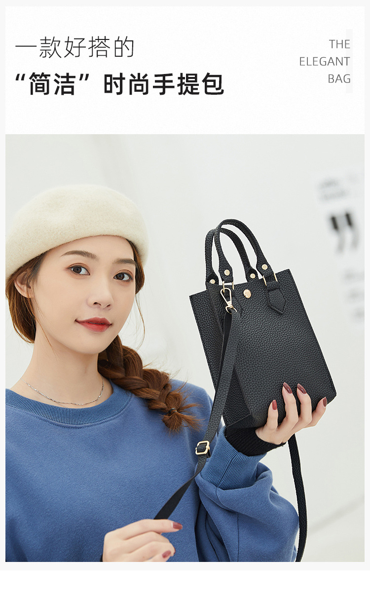 Women's Bag 2021 New Lychee Pattern Portable Crossbody Small Bucket Bag Leisure Phone Bag One Piece Dropshipping Foreign Trade Small Bag
