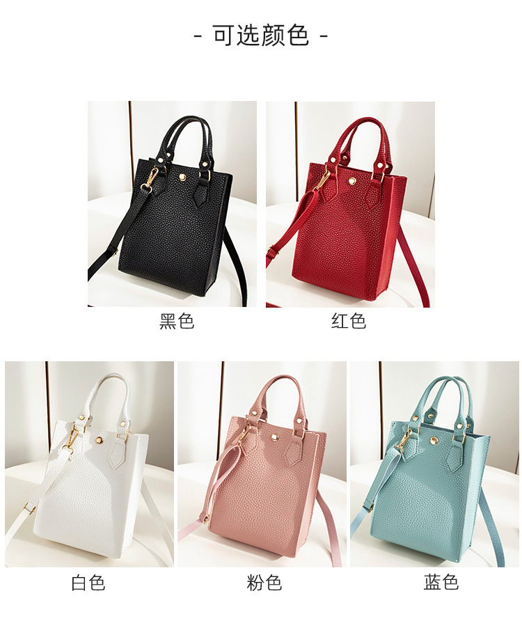 Women's Bag 2021 New Lychee Pattern Portable Crossbody Small Bucket Bag Leisure Phone Bag One Piece Dropshipping Foreign Trade Small Bag