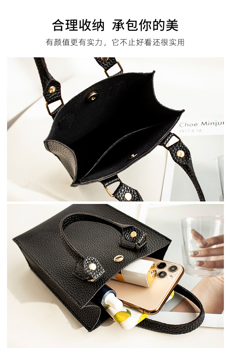 Women's Bag 2021 New Lychee Pattern Portable Crossbody Small Bucket Bag Leisure Phone Bag One Piece Dropshipping Foreign Trade Small Bag