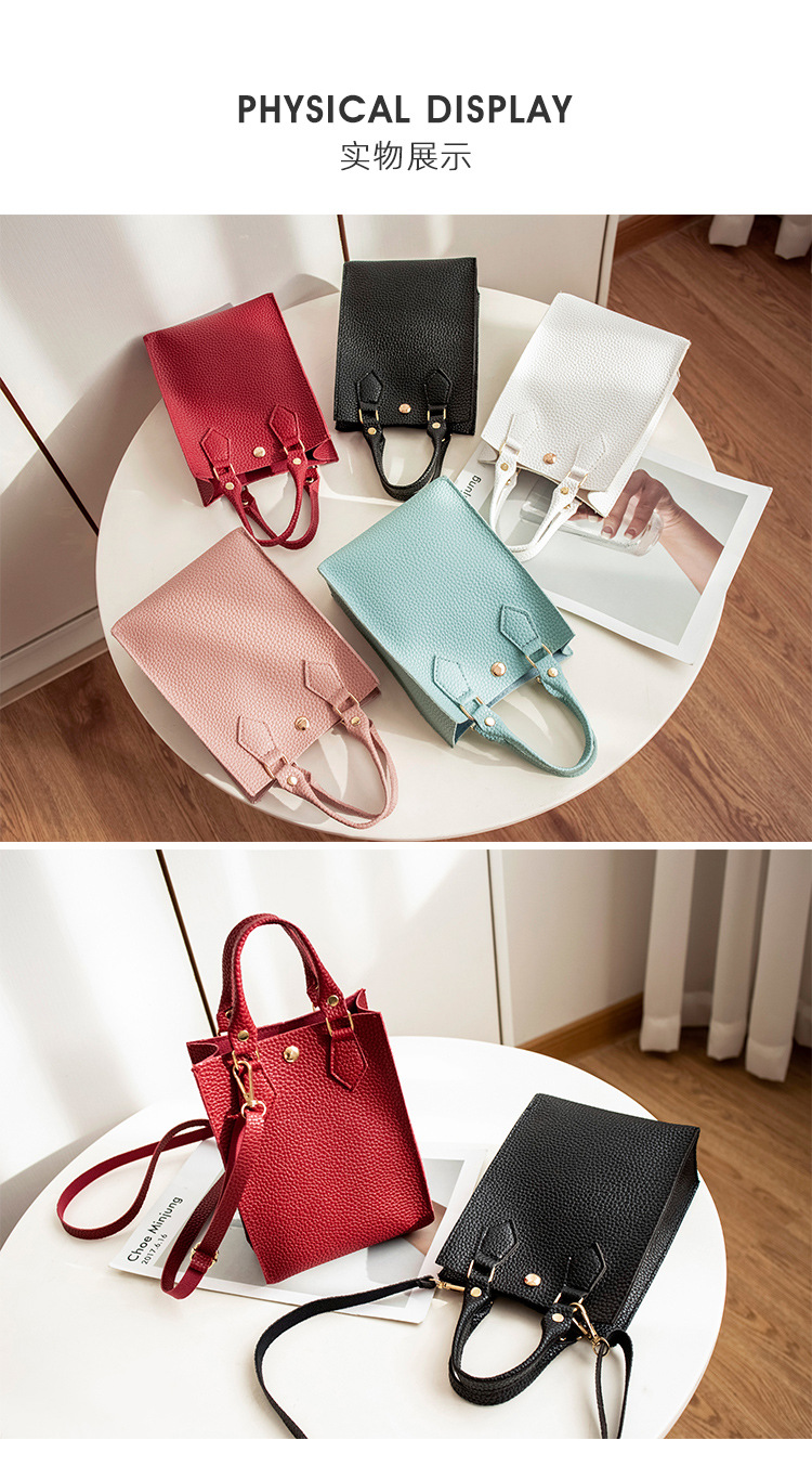 Women's Bag 2021 New Lychee Pattern Portable Crossbody Small Bucket Bag Leisure Phone Bag One Piece Dropshipping Foreign Trade Small Bag