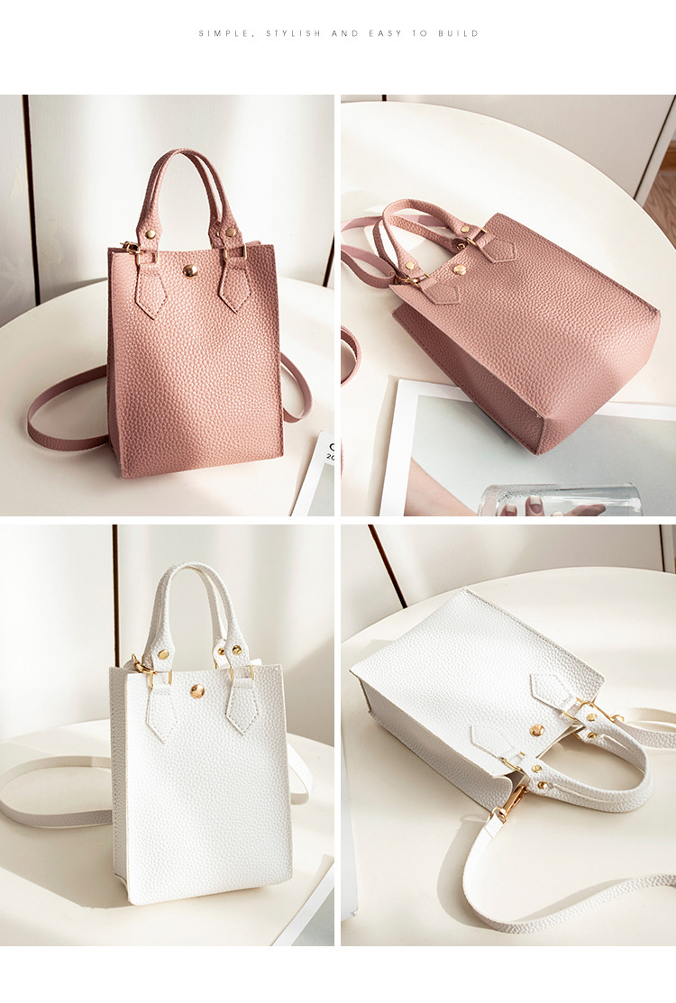 Women's Bag 2021 New Lychee Pattern Portable Crossbody Small Bucket Bag Leisure Phone Bag One Piece Dropshipping Foreign Trade Small Bag