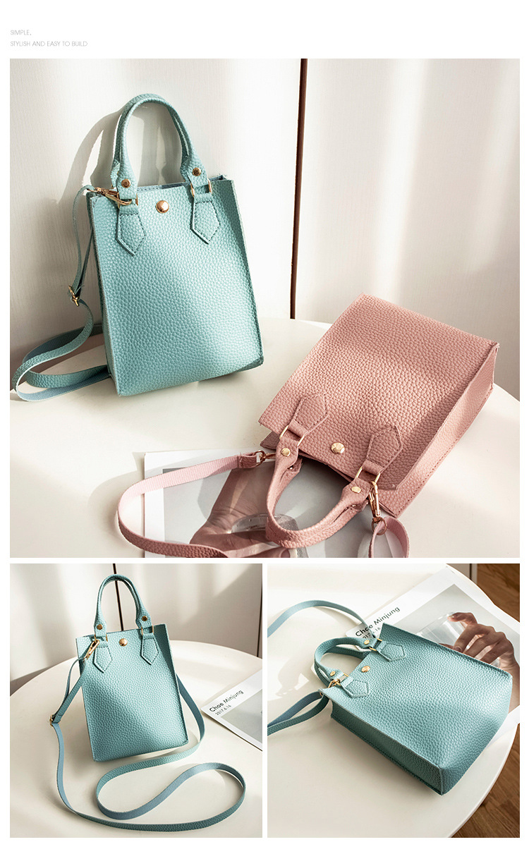 Women's Bag 2021 New Lychee Pattern Portable Crossbody Small Bucket Bag Leisure Phone Bag One Piece Dropshipping Foreign Trade Small Bag
