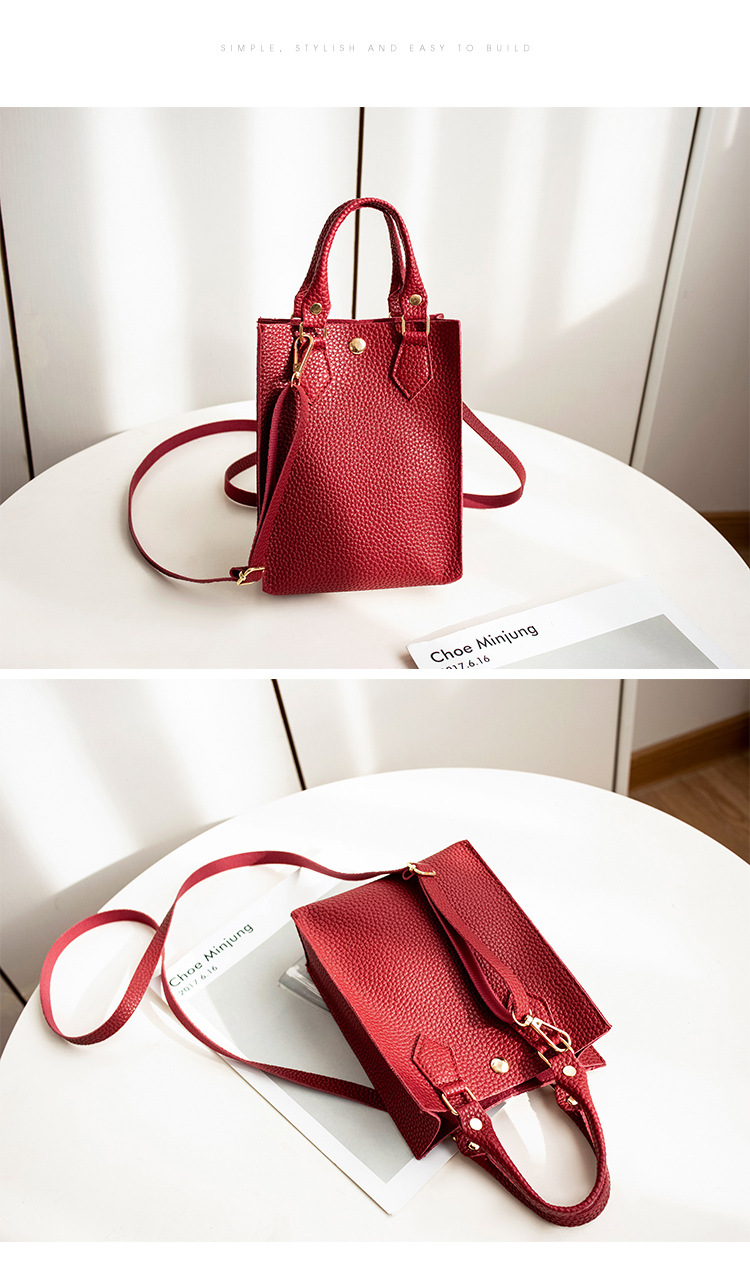 Women's Bag 2021 New Lychee Pattern Portable Crossbody Small Bucket Bag Leisure Phone Bag One Piece Dropshipping Foreign Trade Small Bag