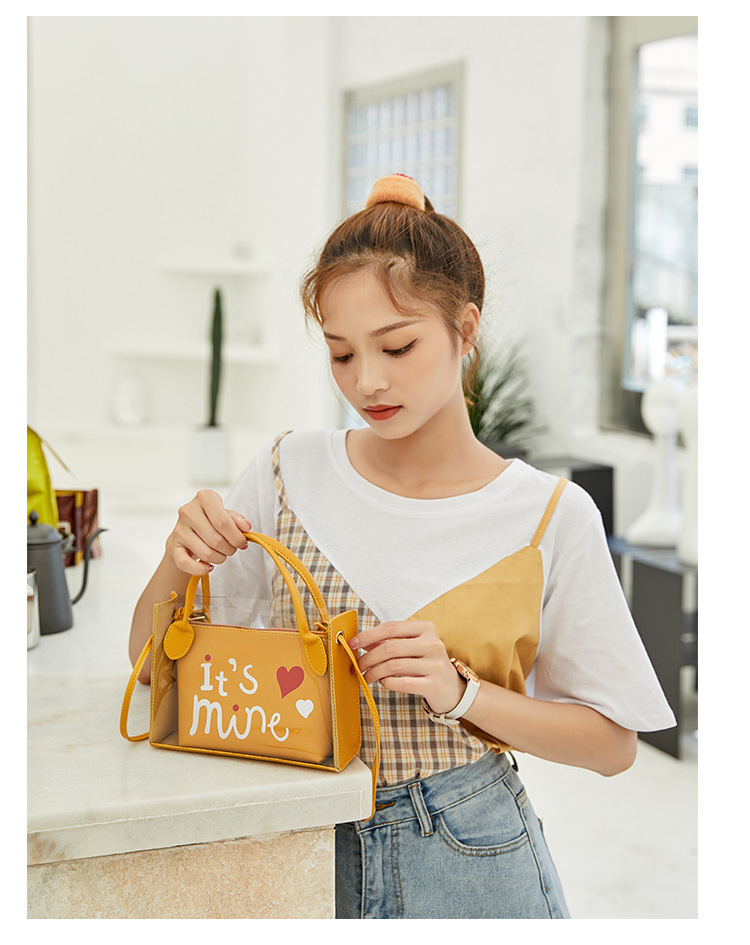 Women's Foreign Trade Bags 2021 Summer Autumn New Style Korean Style Trendy Printing Transparent Son Mother Bag Shoulder Crossbody Portable Bucket Bag