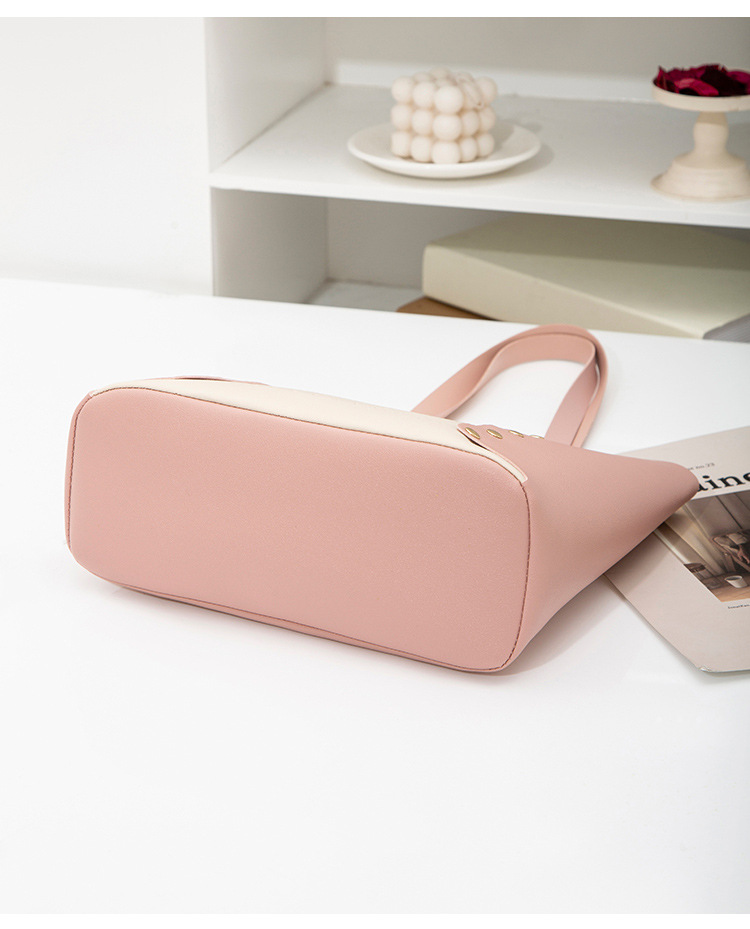 Hollow Contrast Color Handbag Bucket Bag Casual Student Simple School Bag Shopping Bag Hollow Contrast Color Handbag Bucket Bag Casual Student Simple School Bag Shopping Bag