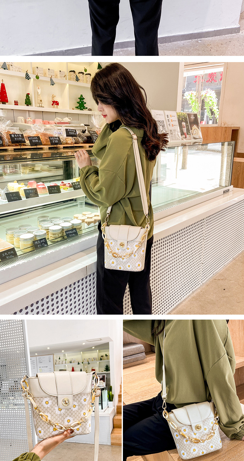 Daisy Ins Hot Net Red Solid Color Crossbody Bag Fashion Women's Handbag Bucket Bag Sweet Lady Style