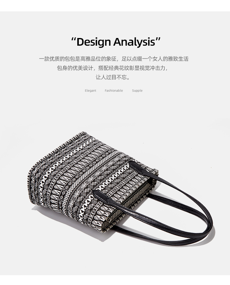 Vintage National Style Printed Canvas Bucket Bag 2020 Summer New Women's Shoulder Handbag Fashion Tote Bag