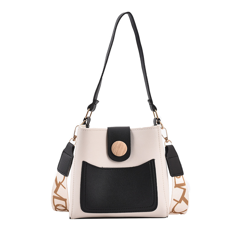 Contrast Color Small Bags Fashion Wide Strap Women&#039;s Bag Shoulder Messenger Bag Bucket Bag